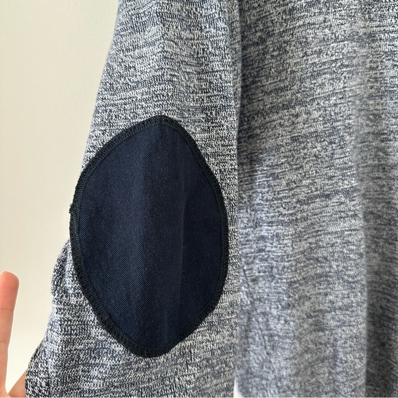 Topshop Topman Blue Heathered Elbow Patch Long Sleeve Shirt Sweater Crew Neck - Picture 2 of 14